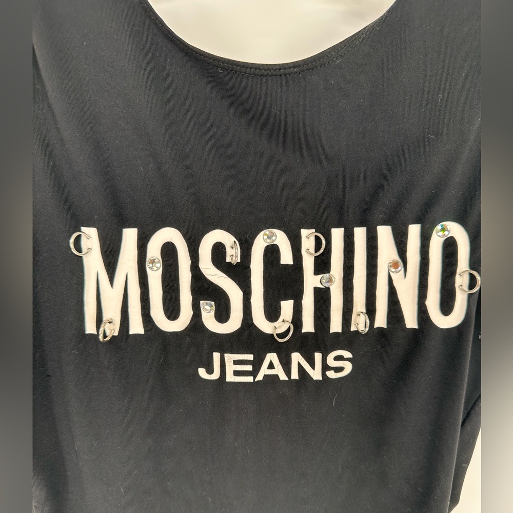 Vintage Moschino Women's Logo Wrap Tank Size 42 Black Made In Italy Y2K 2000s - Picture 2 of 8